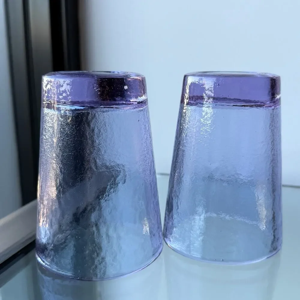 Fire and Light Recycled Glass 12oz Tumbler Lavender Neodymium - 4 3/4” Set of 2